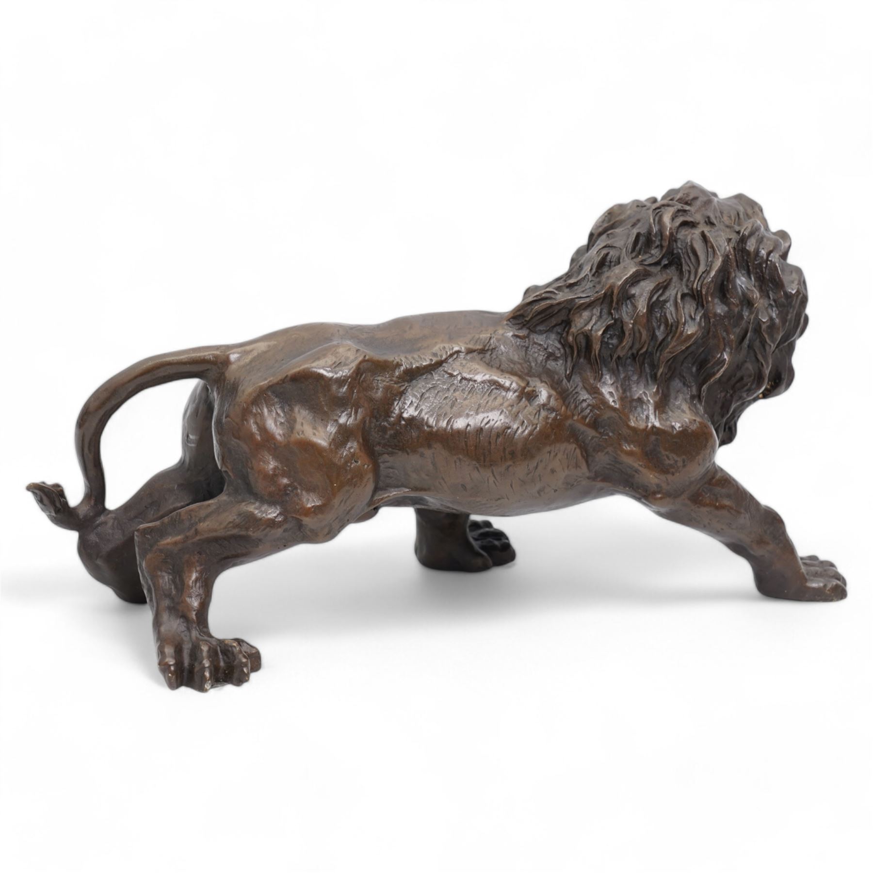 Bronze, modelled as a snarling lion, H16cm