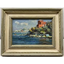 English School (20th century): 'Capri', oil on board indistinctly signed, titled and dated 'Friday 22 May 1970' verso 14cm x 22cm