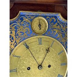 Large early to mid 19th century walnut bracket clock by Penlington of Liverpool, the highly decorative fruit and berry carved pediment over shaped and moulded glazed door, gilt metal and blue enamel Roman dial engraved with chased scrolling foliage and flower head decoration, moulded and plain frieze base on ornately cast gilt metal bracket feet, twin fusee ting-tang movement striking the quarters on two bells, strike silent lever, movement back plate inscribed 'Penlington of Liverpool', the back enclosed by pointed arch door with fret work panel, circa. 1830

Provenance - Sold in 1968 in the estate sale of Mr. E.D. Midwood, Green Glade, Portnall Drive, Wentworth, Surrey (Tufnell & Partners Auctioneers) 