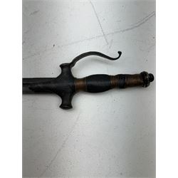 Northwest Frontier sword, with Indian hilt; the handle with copper wire grip, with L65cm single edge British blade, L78cm overall 