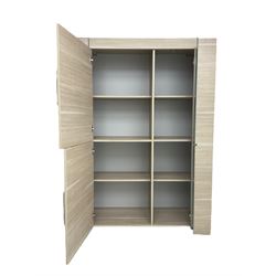 Wayfair Veasley - washed oak finish display cabinet wall unit, enclosed by single glazed door and two cupboard doors