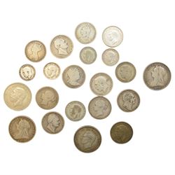 Approximately 180 grams of Great British pre 1920 silver coins, including two William IIII...