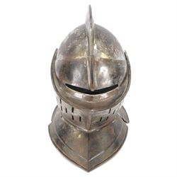 Reproduction 17th century European close helmet, the visor with elongated sights, two-piec...