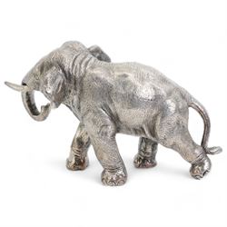 Elizabeth II model of an Indian elephant, hallmarked Camelot Silverware, Sheffield 1999, H15.5cm