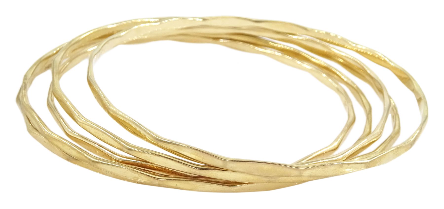 Five gold bangles, all hallmarked 9ct