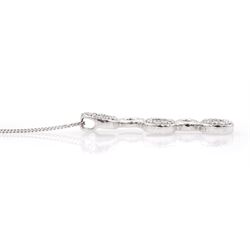 18ct white gold round brilliant cut diamond circular pendant, hallmarked, on 9ct white gold chain necklace, stamped 375