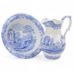 Spode Italian pattern water jug and bowl, jug H31cm