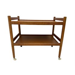 Mid-20th century circa. 1970s teak two-tier drinks trolley