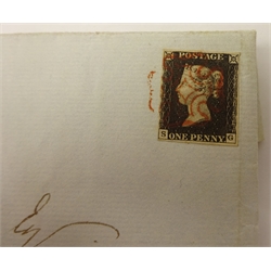  Queen Victoria penny black stamp on cover, red MX cancel  