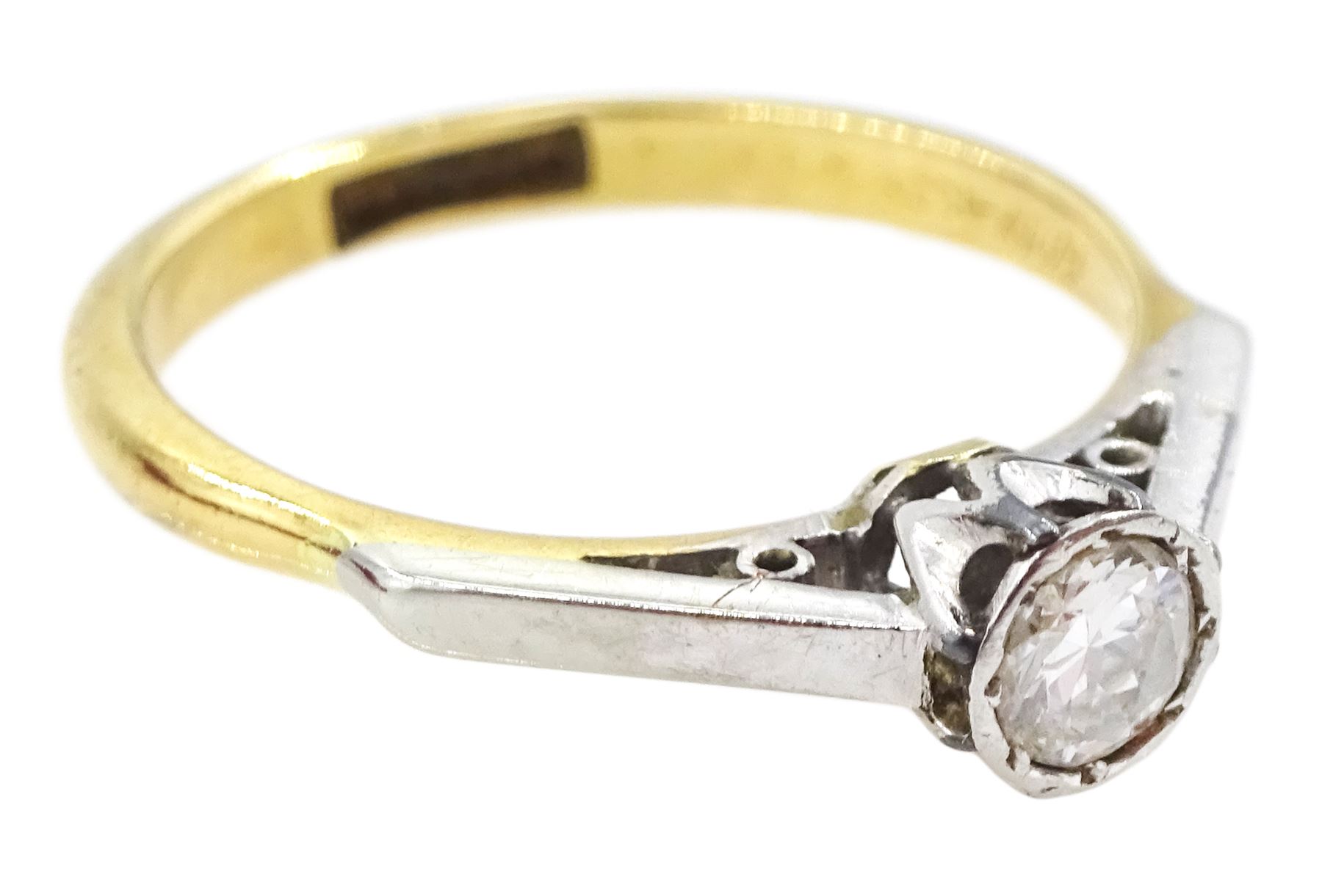 Early 20th century gold single stone old cut diamond ring, stamped 18ct Plat, diamond approx 0.15 carat