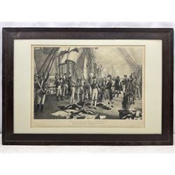 After Thomas Davidson (British 1803-1874): 'Nelson's Last Signal at Trafalgar', monochrome photogravure 45cm x 61cm 