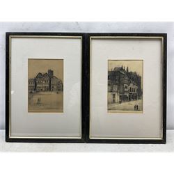 Walter Edwin Law (British 1865-1942): 'Old Millgate' and 'Old Market Street' Manchester, pair etchings signed and titled 22cm x 15cm (2)
