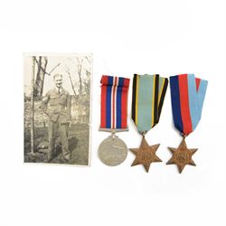 WWII trio of medals, comprising The Air Crew Europe Star, The 1939-1946 Star and the Defen...