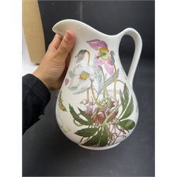 Four Portmeirion Botanical Garden vases, together with a water jug and basin, largest vase H26cm