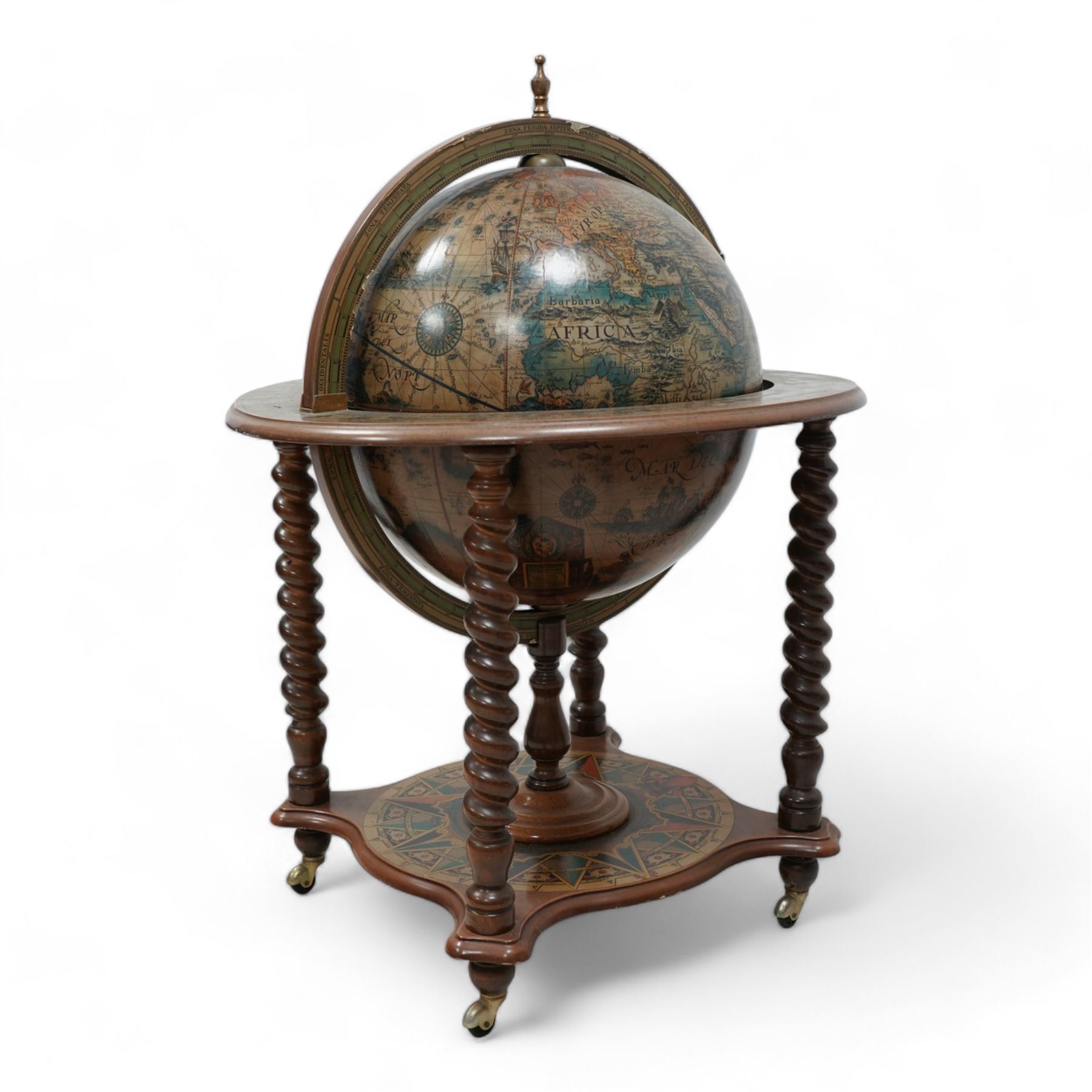 Late 20th century drinks globe trolley 