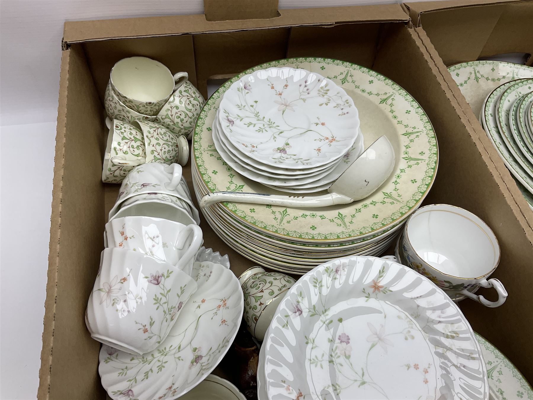 Collection of tea and dinnerwares to include Wedgwood Campion, etc in five boxes 