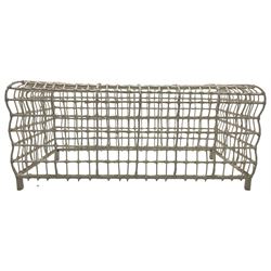 White metal coffee table, rectangular form with rolled edges