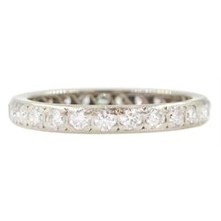 18ct white gold round brilliant cut diamond full eternity ring, Sheffield 2000, total diamond weight approx 0.80 carat