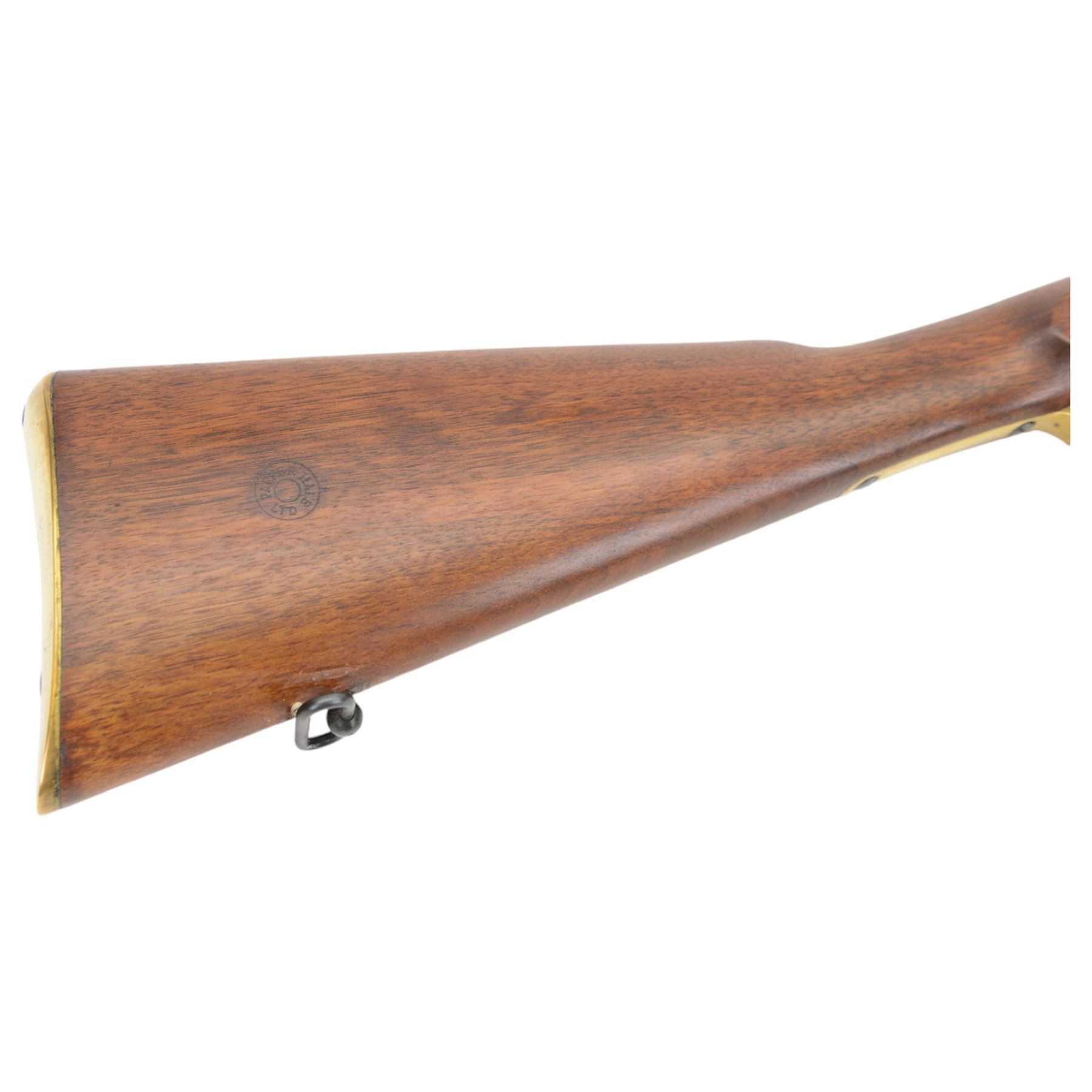 SECTION 1 FIREARMS CERTIFICATE REQUIRED -Parker Hale reproduction 1861 Enfield Musketoon,  the 60cm barrel marked Parker-Hale Ltd, Birmingham England, secured by two bands, the lock plate marked Enfield 1861, with crowned PH, full stock with ramrod under, overall L102cm, serial no. 2410 