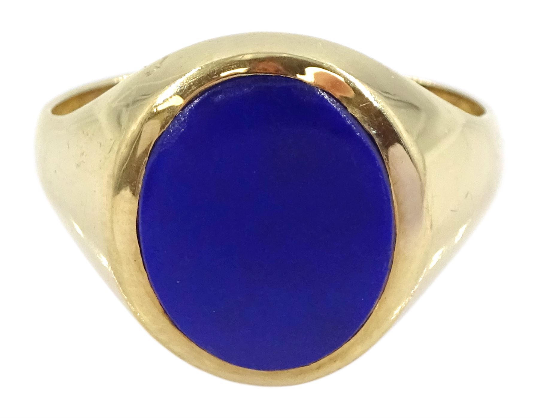 9ct gold lapis lazuli signet ring, London 2000