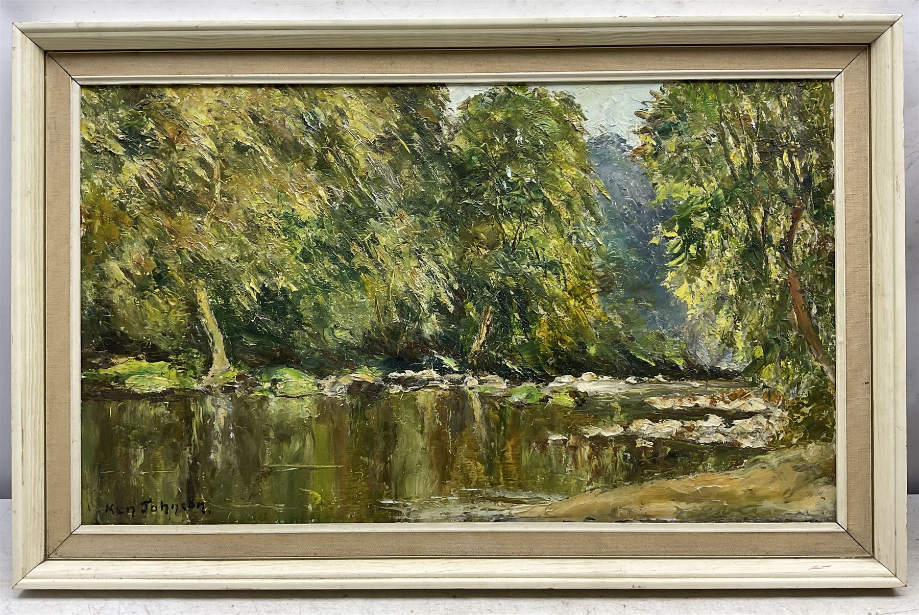 Ken Johnson (British 20th Century): Hunter's Sty Bridge - Westerdale and 'The Esk Near Whitby', two oils on board signed max 37cm x 63cm (2)