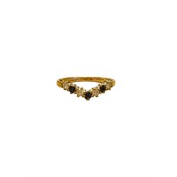 9ct gold cubic zirconia wishbone ring, hallmarked