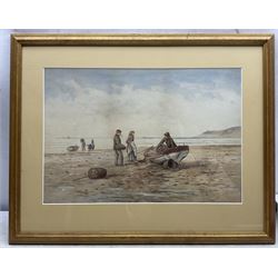 Kate E Booth (British fl.1850-1898): 'On the Shore - Low Tide', watercolour signed and titled 33cm x 48cm