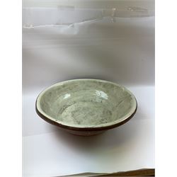 Late19th/ early 20th Century glazed earthenware dairy bowl, H14cm D50cm