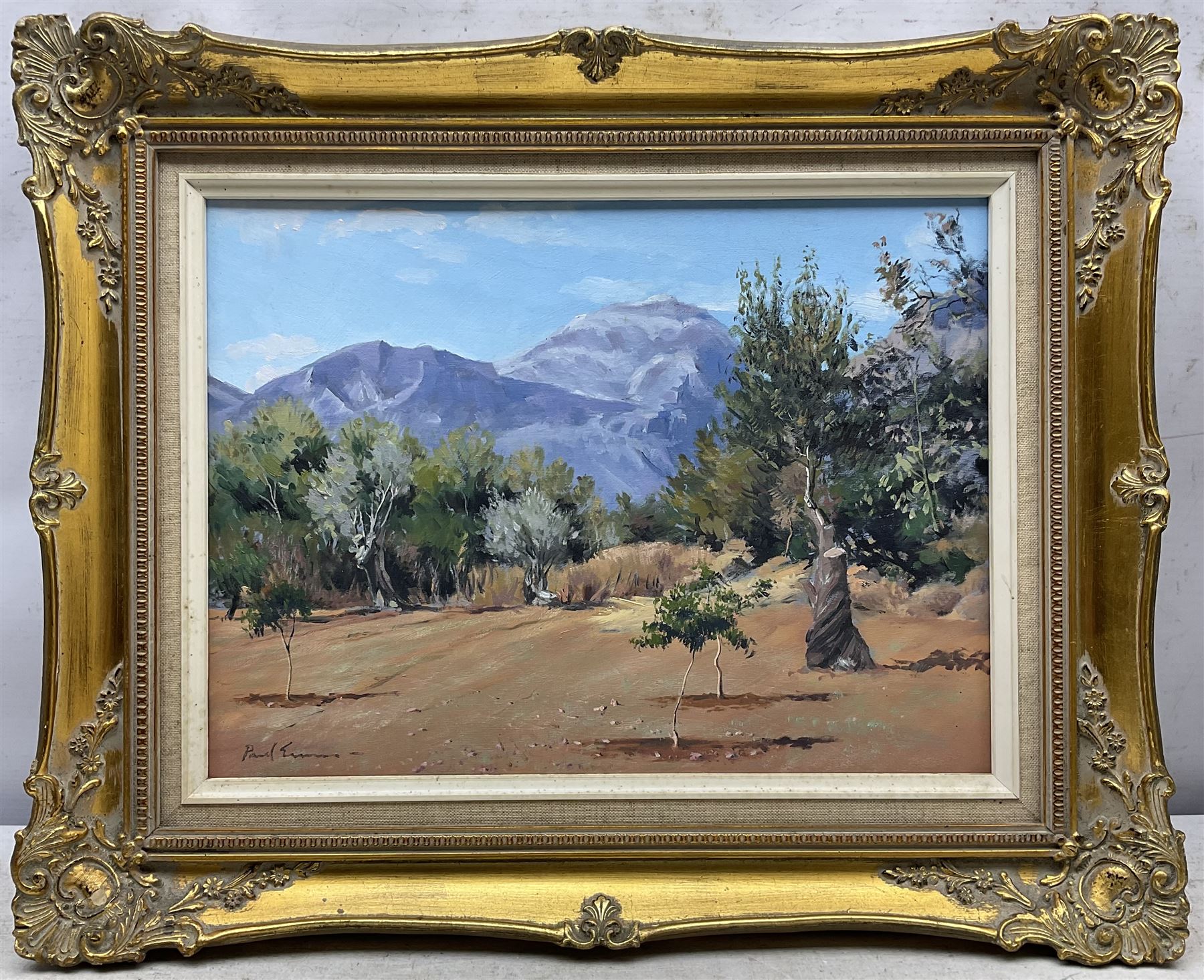 Circle of Paul Grimm (USA 1891-1974): Arid Landscape, oil on panel bears signature 29cm x 39cm