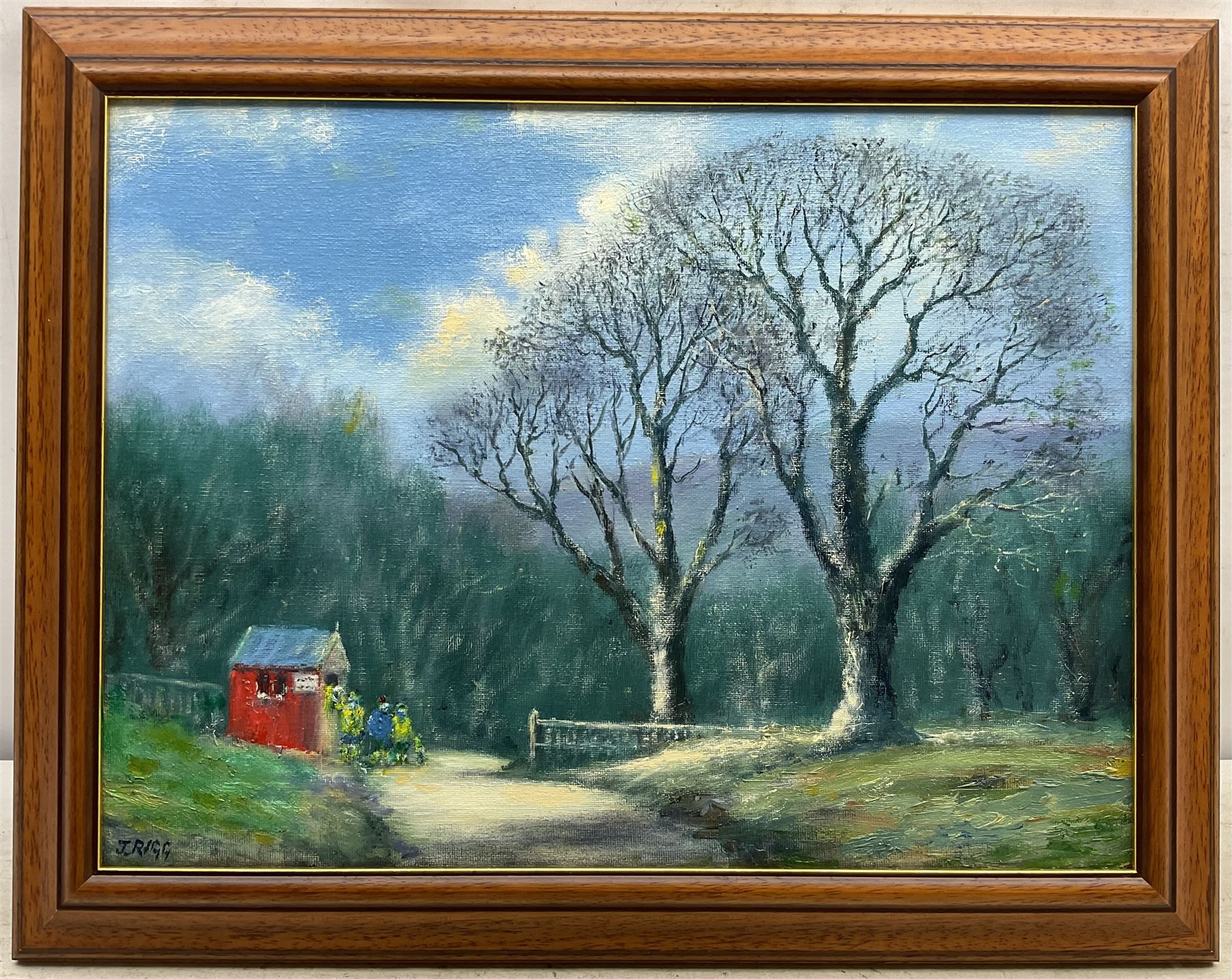 Jack Rigg (British 1927-2023): 'The Road Down to Cavendish Pavilion in the 1960s' - Bolton Abbey, oil on canvas board signed, titled and dated 2017 verso 30cm x 40cm