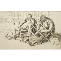 Frederick George Austin (British 1902-1990): 'The Chair Upholsterers', drypoint etching si...