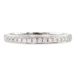 Platinum channel set round brilliant cut diamond half eternity ring, hallmarked