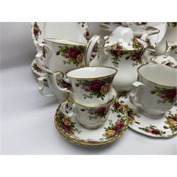 Royal Albert Old Country Roses pattern part tea service, to include teapot, water jug, six cups and saucers, covered sucrier, cake stand etc (39)