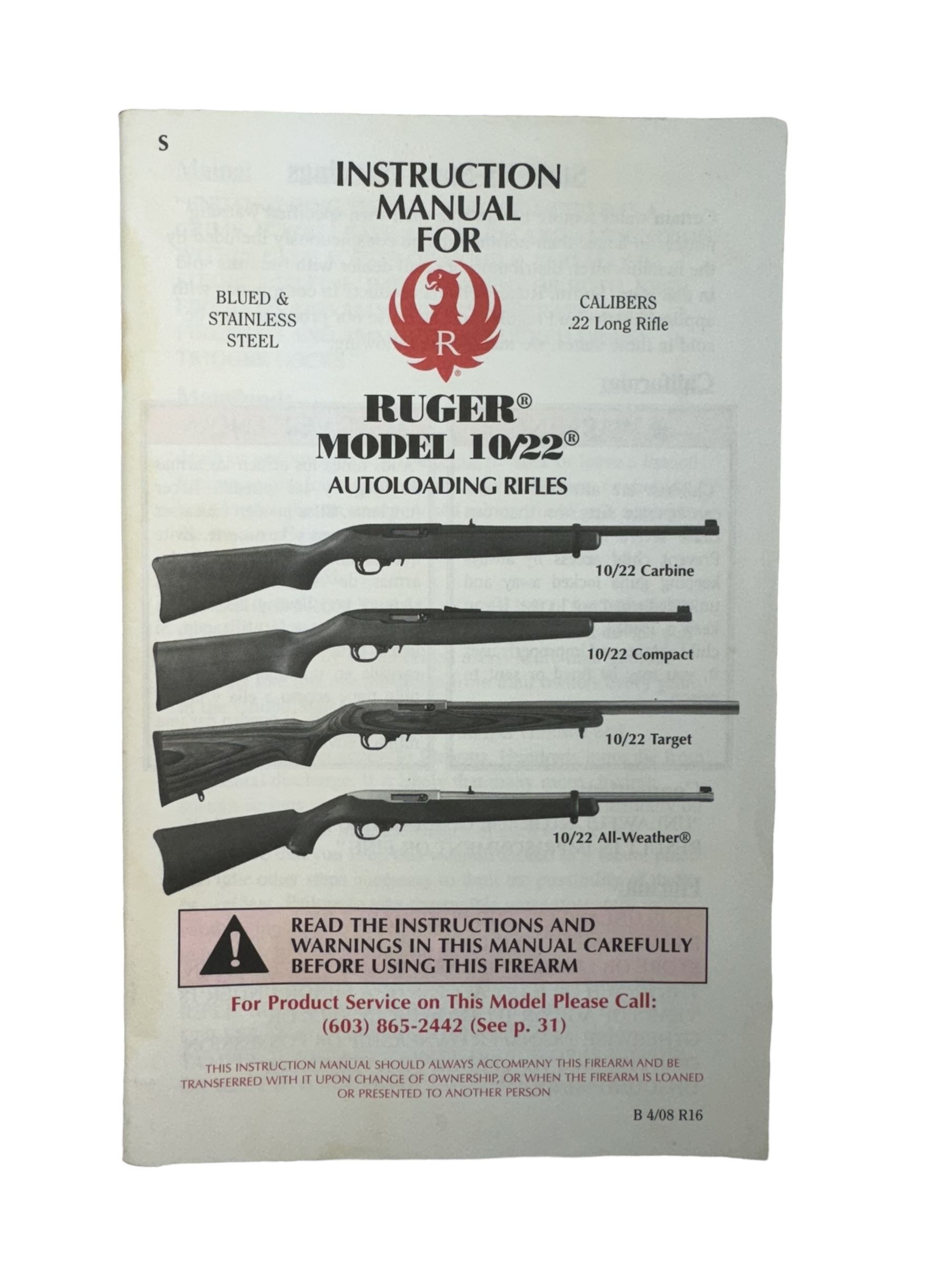 SECTION 1 FIREARMS CERTIFICATE REQUIRED - Ruger model 10-22 .22lr semi auto rifle with 46cm (18