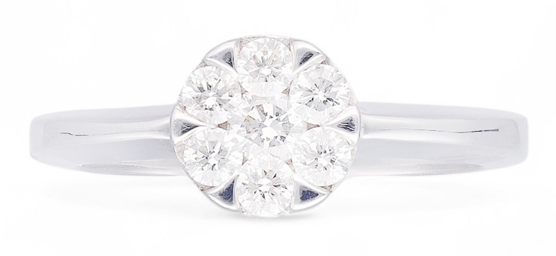 18ct white gold pave set round brilliant cut diamond cluster ring, total diamond weight approx 0.50 carat