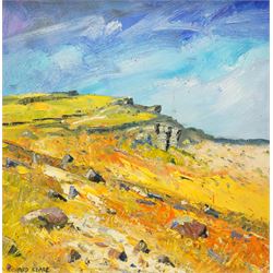 Richard Clare (British 1964-): 'Blackstone Edge' the Pennines, oil on board signed 29cm x 29cm