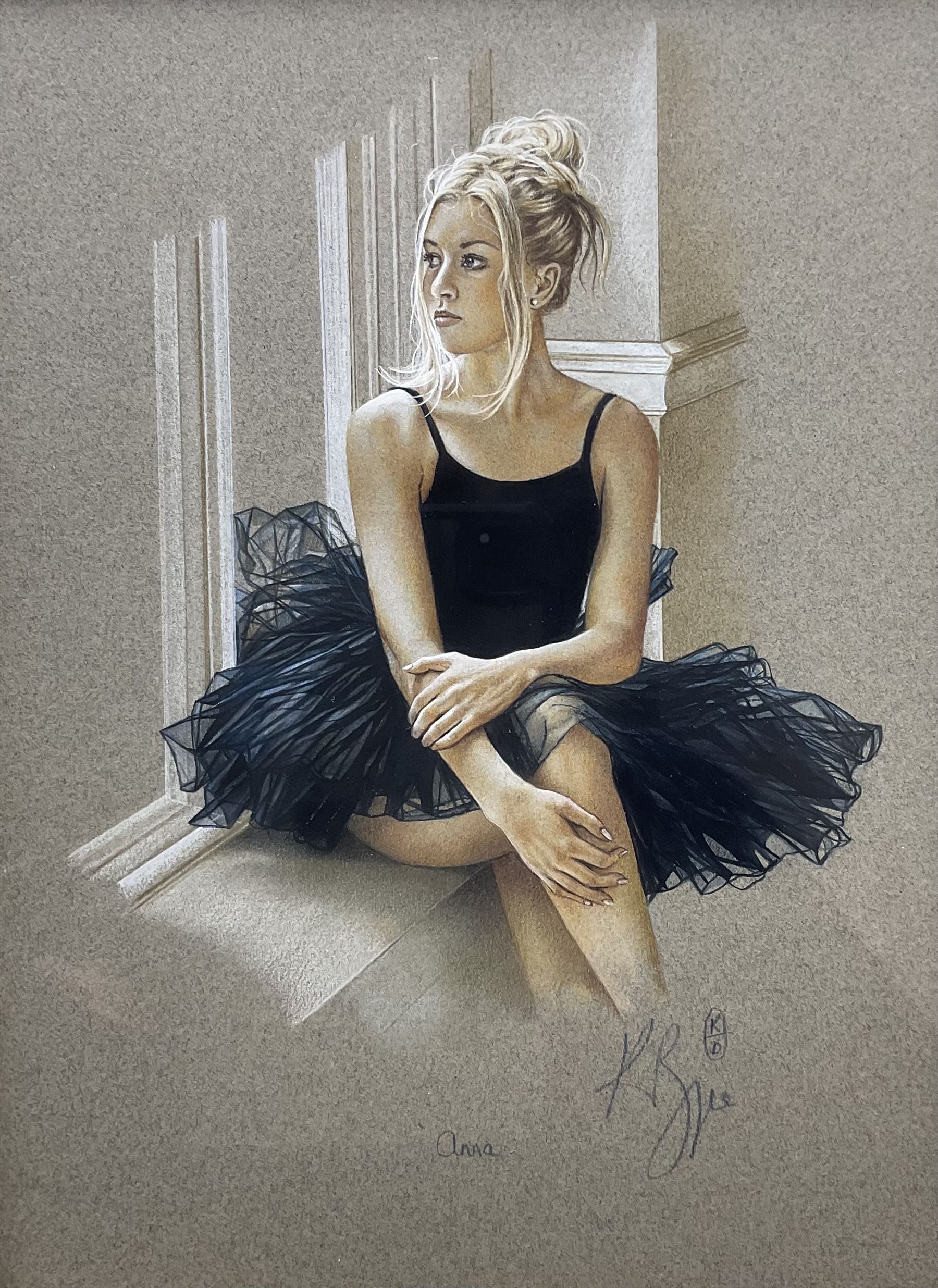 Kay Boyce (British Contemporary): 'Anna' by the Window, pastel signed and titled 26cm x 19cm