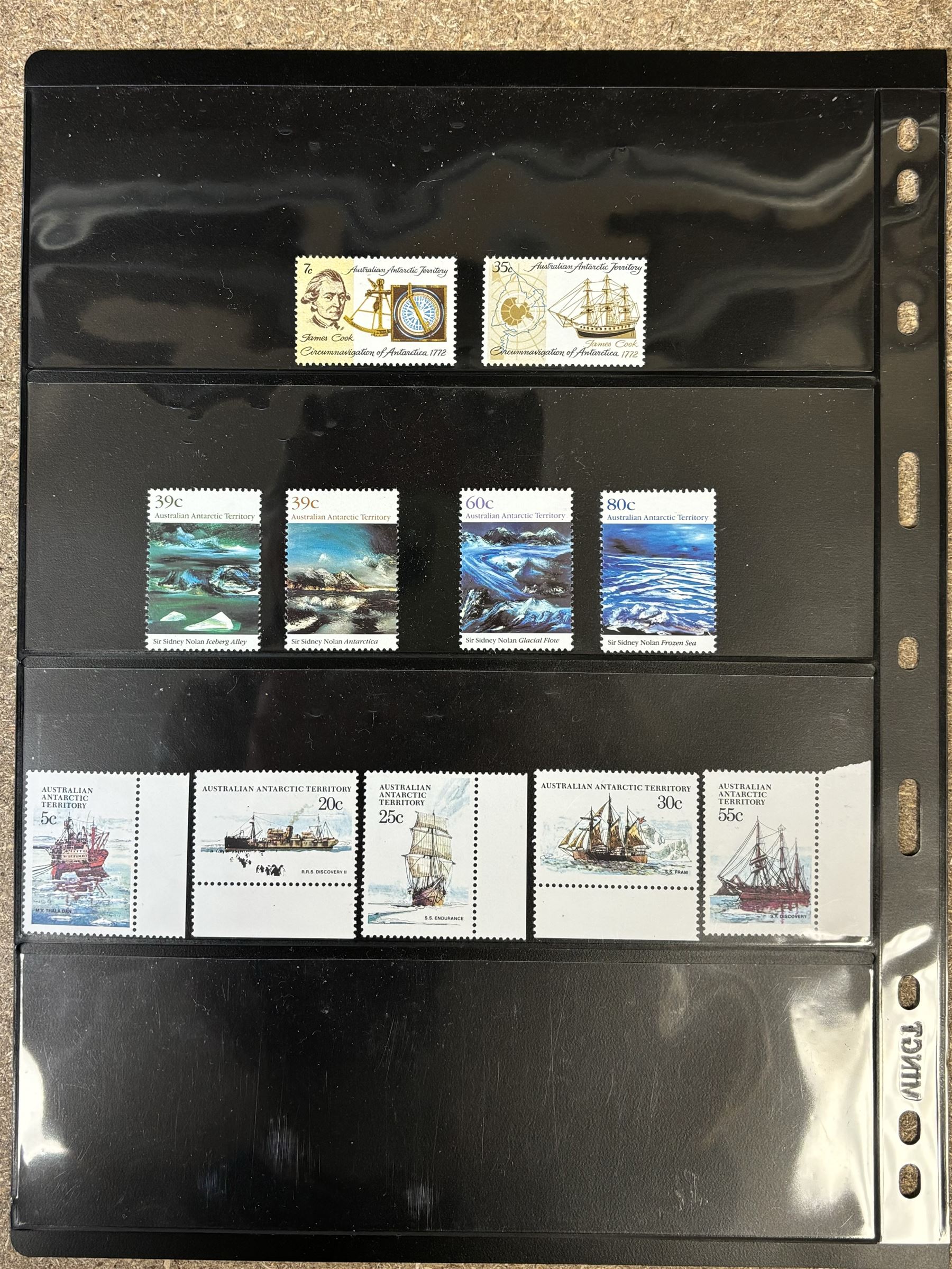 Queen Elizabeth II British Antarctic Territory mint stamps, including 1963-1969 SG 1 to 15a from half penny to both one pound values, 1993 SG 218-229 etc and a small number of Australian Antarctic Territory stamps, housed on stock pages