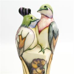 Moorcroft Fleur de Luce Bird group by Emma Bossons, dated 2007, H19cm, boxed 