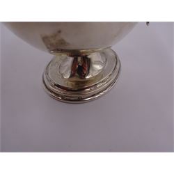 Edwardian silver twin handled pedestal dish, of navette shaped form, with twin loop handles, upon a stepped oval pedestal, hallmarked William Neale, Birmingham 1907, H9cm