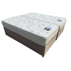 1x 6ft divan bed and mattress in oatmeal fabric