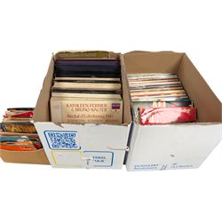 Collection of vinyl records and 7 inch singles, including classical, jazz and theatre exam...