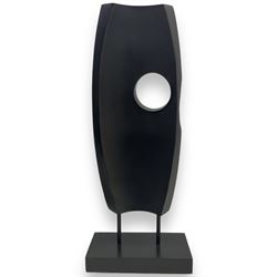 St Ives School (20th century): Abstracts, pair of ebonised hardwood sculptures, H47.5cm including base