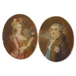 Continental School (19th Century): Portraits of Marie Antoinette and Louis XVI, pair minia...