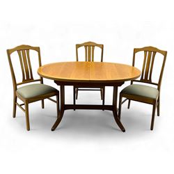 G-Plan - mid-20th century teak extending dining table, oval top with concealed central but...