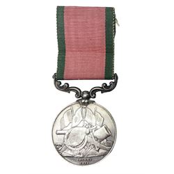 Turkish Crimea Medal 1855, unnamed, fitted with scrolling suspension bar and ribbon