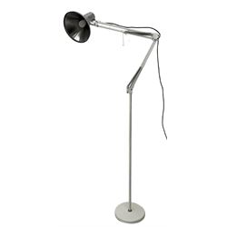 White finish adjustable standard lamp with polished metal shade