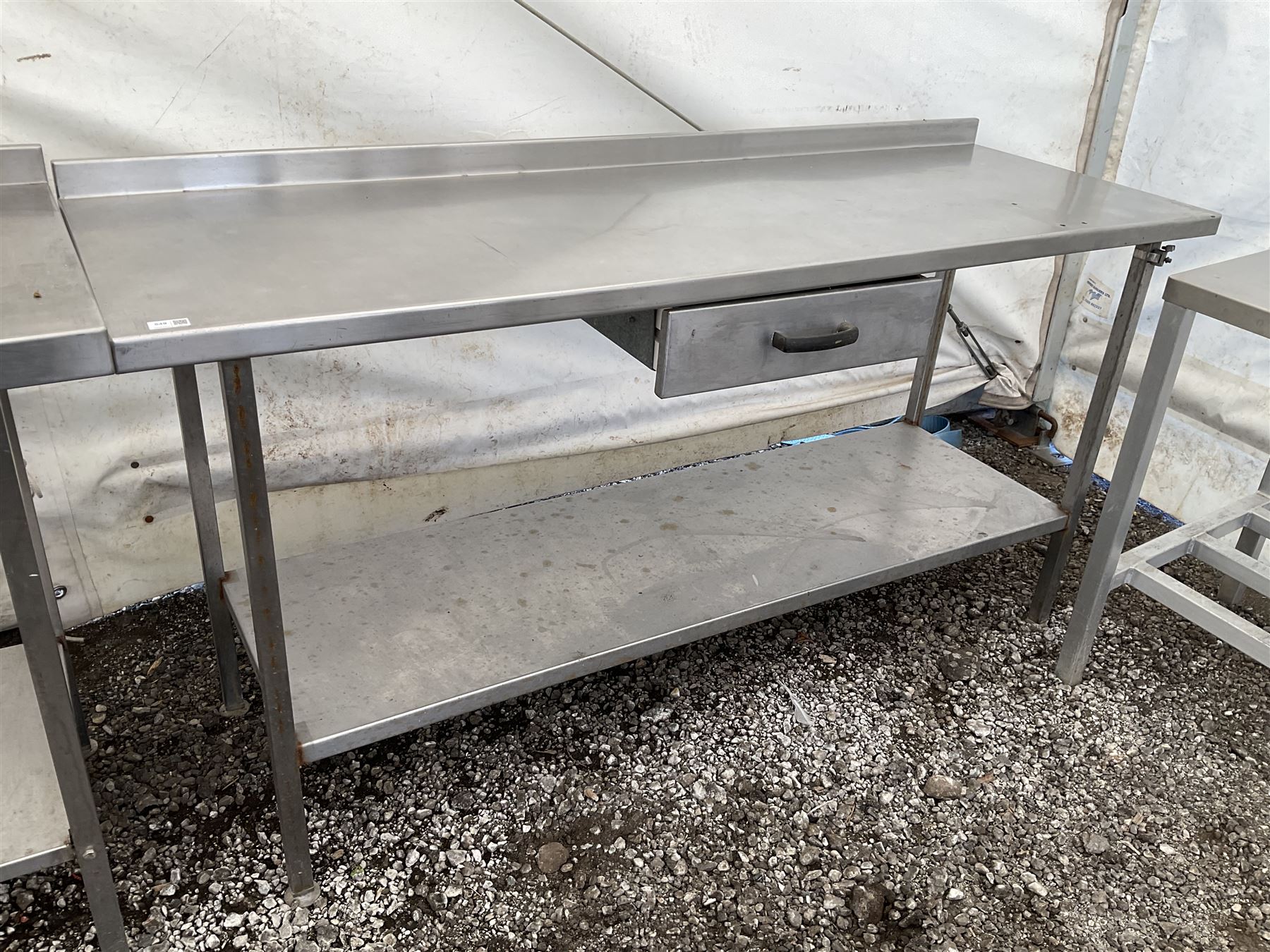 Stainless steel two tier preparation table, with drawer - THIS LOT IS TO BE COLLECTED BY APPOINTMENT FROM DUGGLEBY STORAGE, GREAT HILL, EASTFIELD, SCARBOROUGH, YO11 3TX