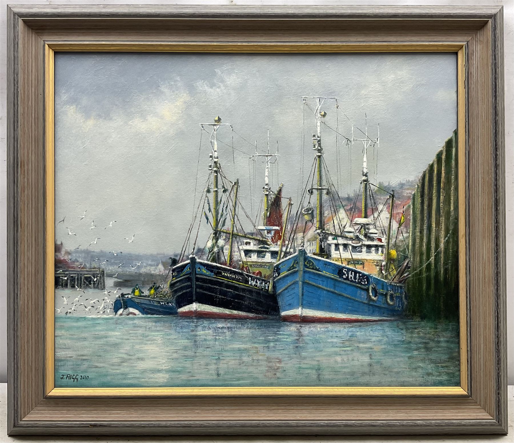 Jack Rigg (British 1927-2023): 'Whitby Harbour', oil on canvas board signed and dated 2010, titled verso 46cm x 60cm 
Provenance: exh. Fylingdales Group of Artists, Whitby, label verso