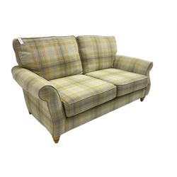 NEXT Home - traditional shaped two seat sofa upholstered in lime and grey tartan fabric